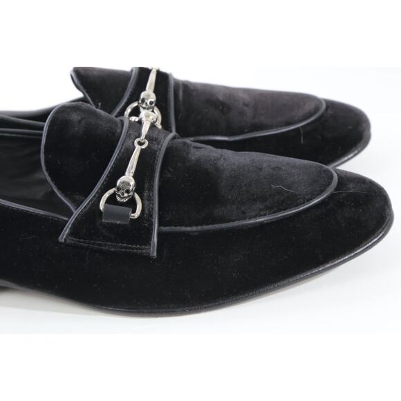 Man\'s Donald Pliner Shawn Black Velvet Skull-Bit Loafers Dress Shoes Size 8.5 D main image 5